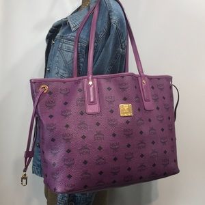 Authentic MCM Reversible Purple Tote Shoulder Bag